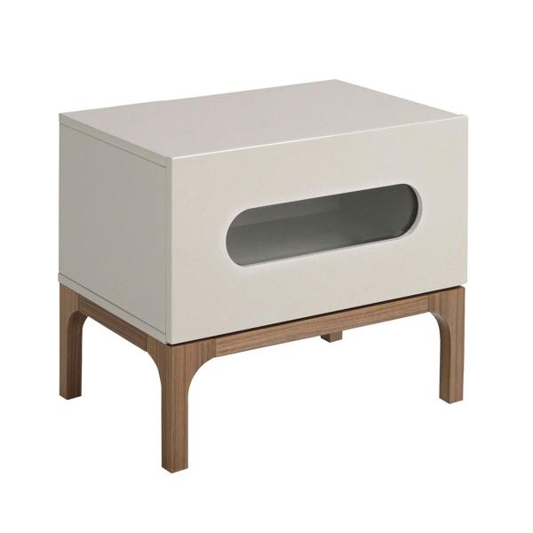 Angel Cerdá Grey and Walnut Wood Bedside Table With Interior Lighting 7144