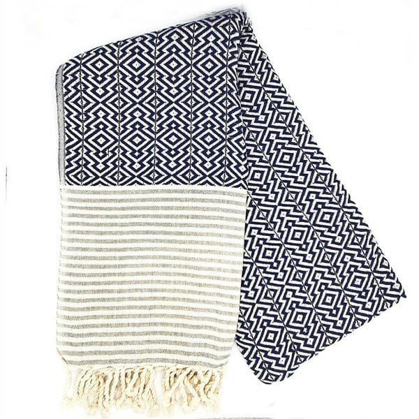 Nisa Hammam towel Navy Blue and White