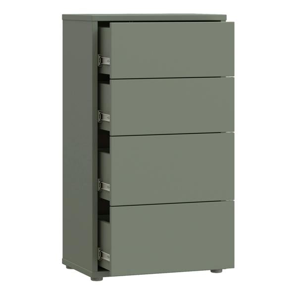 Alice Springs Tall 4 Drawer Chest with Push-to-Open Drawers in Sage Green