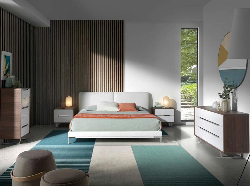 Angel Cerdá Bedside Table White Wood, Walnut and Chrome Plated Steel 7107