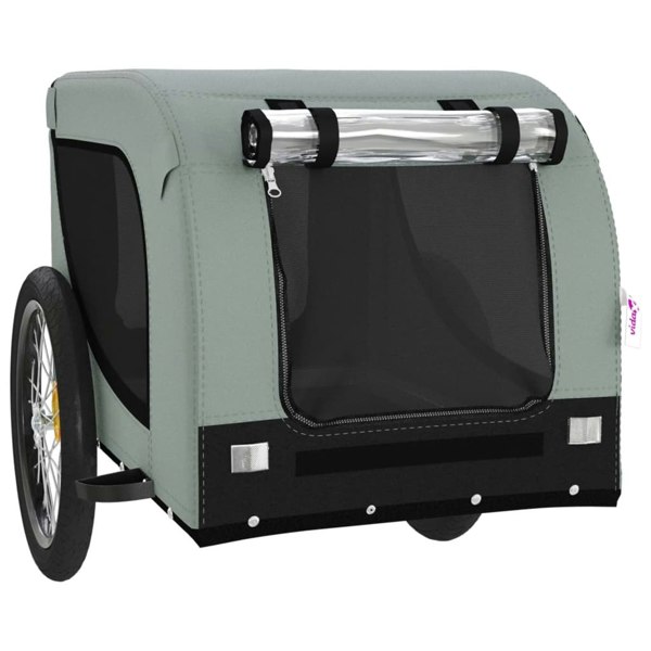 Berkfield Dog Bike Trailer Grey and Black Oxford Fabric and Iron