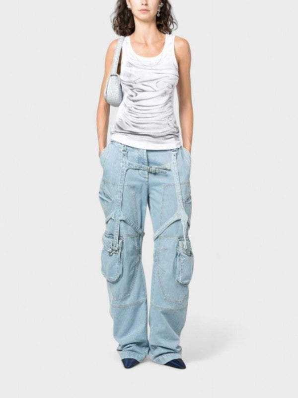 Off - White Bleach Cargo Pocket Over Pant Light Denim - Supplied FashionOff White