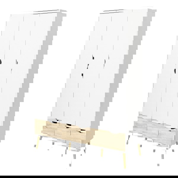 Furniture To Go Oslo Wardrobe 3 Doors 3 Drawers in White and Oak