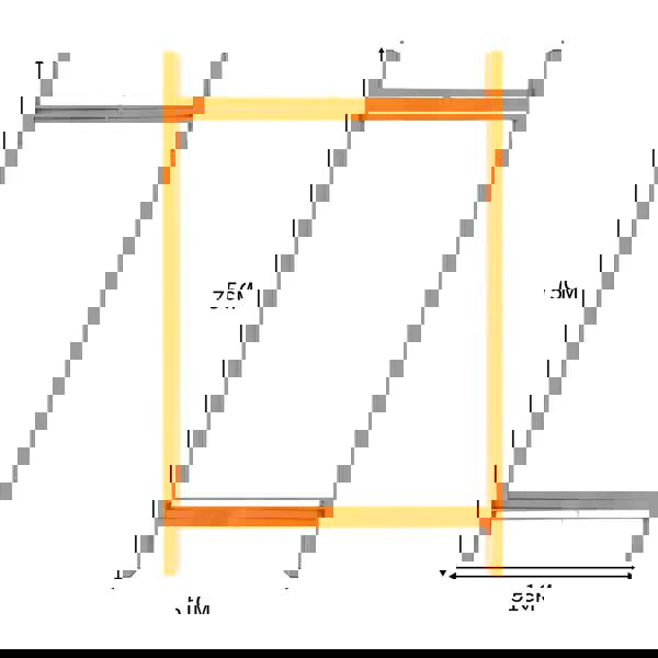 Bright orange mortar board stand measuring 750mm high and 510mm wide, featuring a sturdy, rectangular frame design for stability