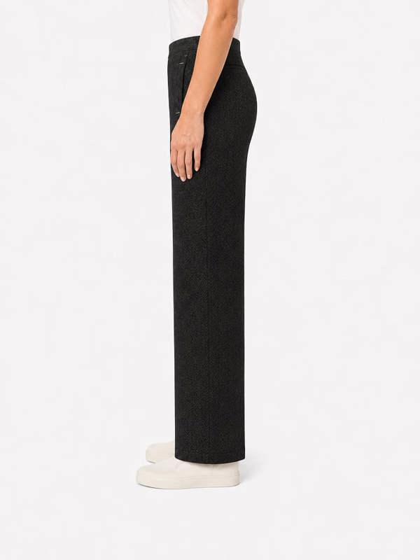 PennyPlain Wide Leg Tweedy Treggings - Charcoal