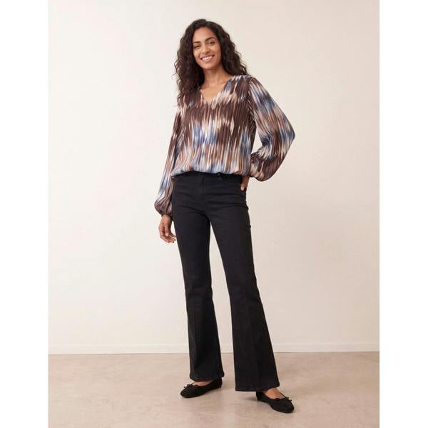 Blue Vanilla V Neck Metallic Bubble Hem Top