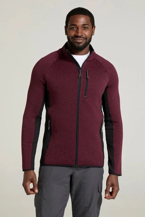 Mountain Warehouse Mens Treston Full Zip Fleece Jacket - Burgundy