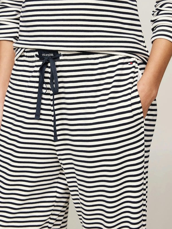 Tommy Hilfiger MONOTYPE Womens Pyjama Set Mini Bretton Stripe Desert Sky