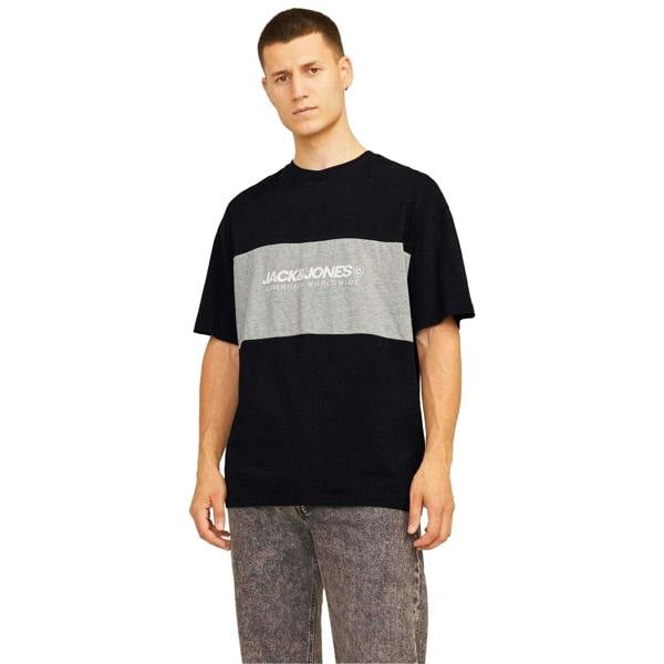 Jack And Jones Mens Colour Block Drop Shoulder T-Shirt - Black - 