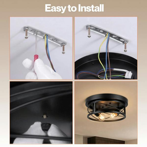 Emitto Ceiling Lights E27 Metal Cage 90° Adjustable Heads Kitchen Fixture Black