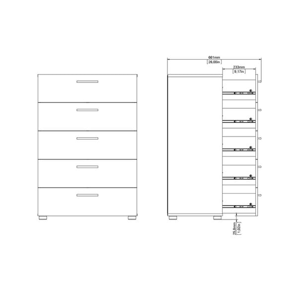 Wyld Haus Daejeon Black Wooden Chest 5 Drawers