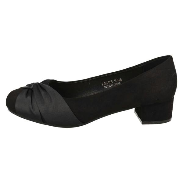 Spot On Ladies Spot On Block Heel Wide Fit Formal Satin Bow Court Shoes  F90150