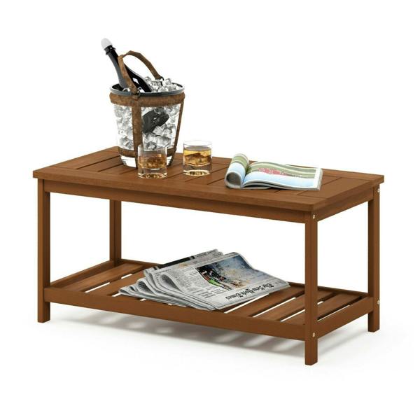 WALPLUS Tioman Hardwood Coffee Table with Shelf in Teak Oil, Natural | Modern Coffee Table for Living Room Decor and Daily Use