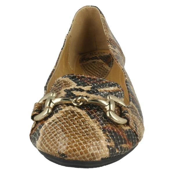 Spot On Ladies Spot On Flat Snake Print Ballerina
