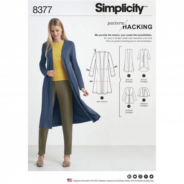 Simplicity Sewing Pattern 8377, Jackets, Tops, Cardigans for Women, A (XXS-XS-S-M-L-XL-XXL) - Easy