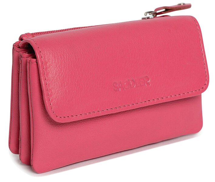 SADDLER Spacious Leather Purse "Lily" – Handmade by Saddler | RFID Protected & Gift Boxed | Triple Gusset Design for Cards, Coins & Keys - Fuchsia