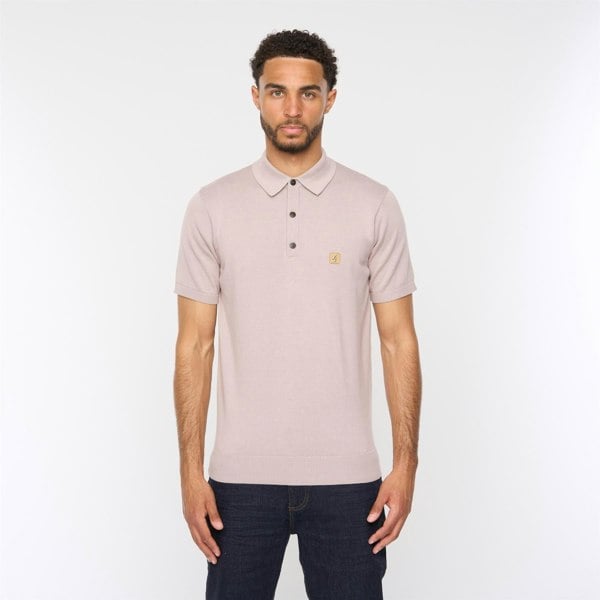 Gabicci V54GK04 Mens Jackson Short Sleeve Plain Knitted Polo Gabicci Vintage - MUSHROOM