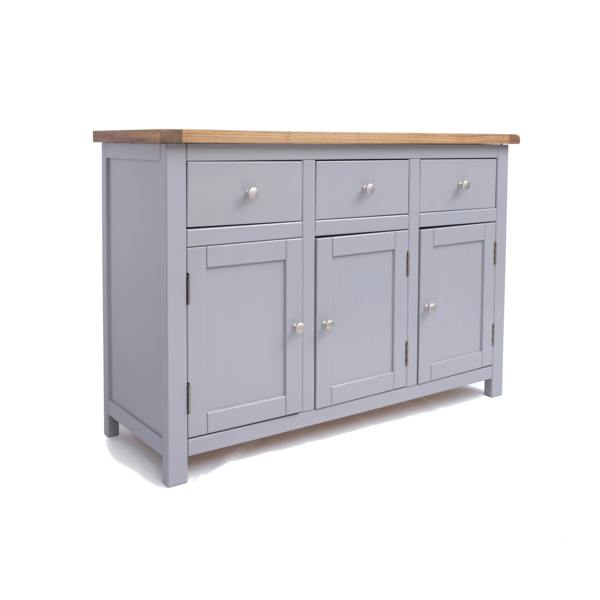 Cabinet Bits Mirano Grey 3 Drawer 3 Door Sideboard Chrome Knob