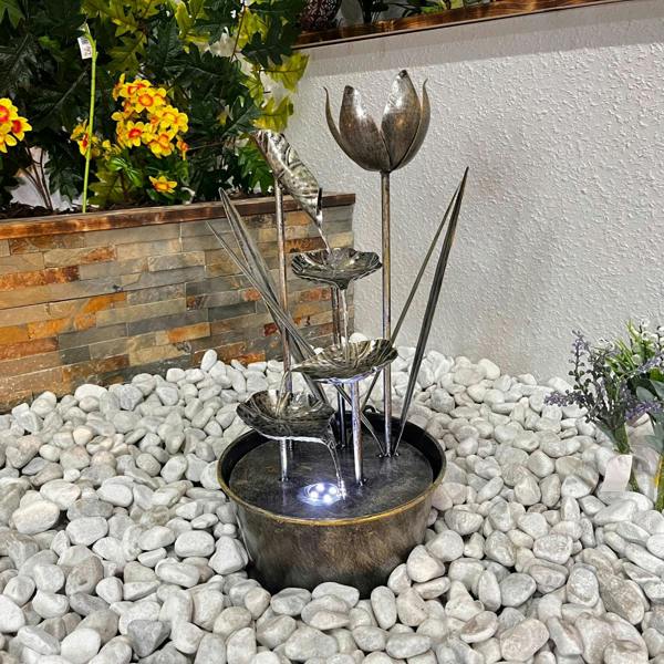 Tranquillity Water Features Small Flower Modern Metal Water Feature