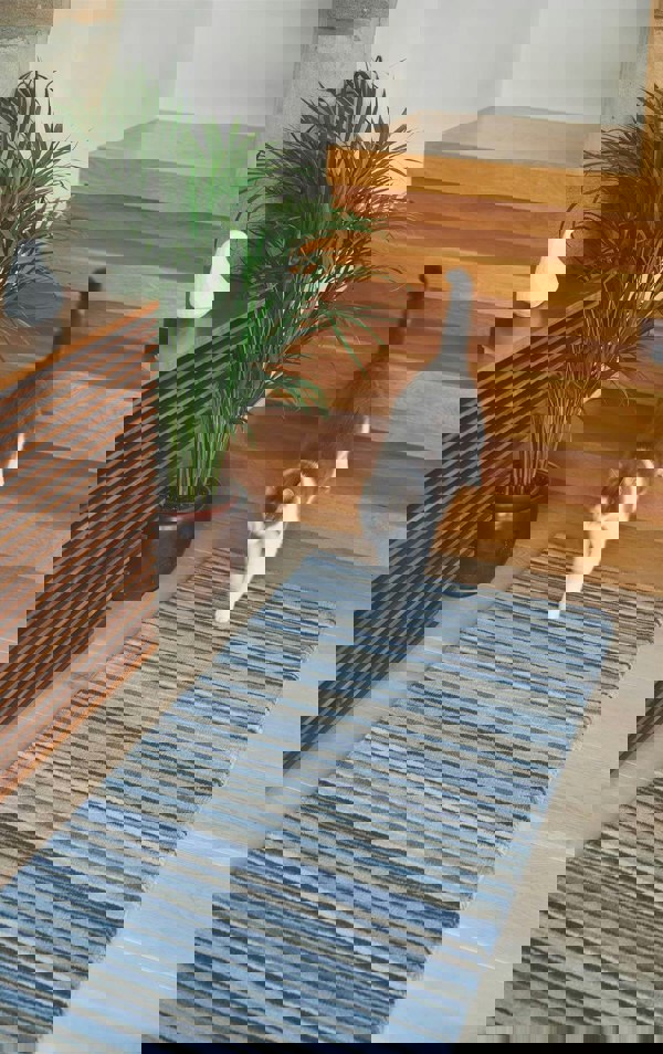 Fine Stripes Blue Wool Rug |Sustainable Home Decor |The Rugs