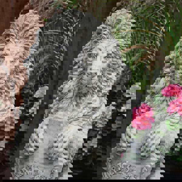 Majestic Gatepost Lion status with Welcome Shield