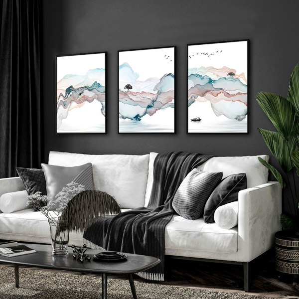 Landscape painting Japan | set of 3 wall art prints for living room