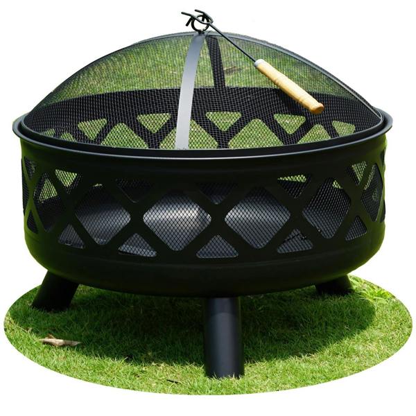Gr8 Garden Large Round Fire Pit Bowl 24 Inch Outdoor Garden Wood Log Heater Charcoal Burner Firepit Patio Camping BBQ Brazier