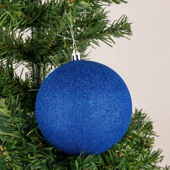 Shatchi Blue Shatterproof Christmas Baubles Pack of 3 or 6, 10cm Festive Tree Decorations