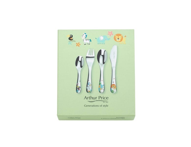 Arthur Price 'Jungle' Stainless Steel 4 Piece Children's Boxed Cutlery Gift Set
