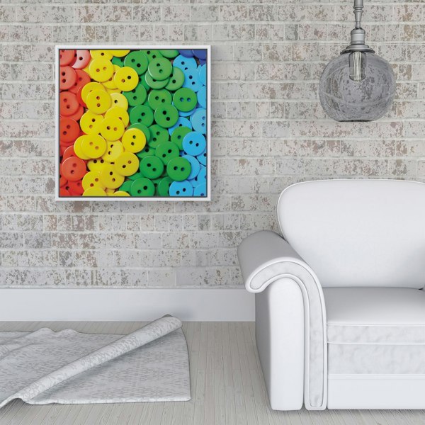 Warren Reed Colourful Buttons Pattern Framed Canvas