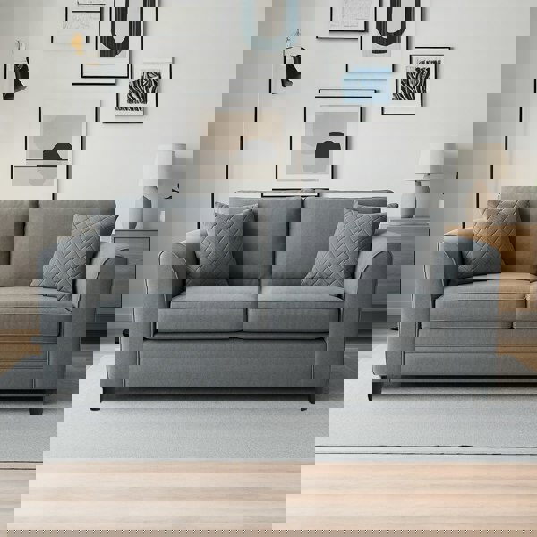 Furnishings For Less Quilted Full Fabric Chenille 3 Seater Sofa