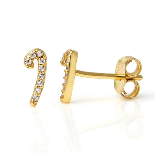 Say It With Luxe CZ Initial Earrings - Yellow Gold Plated