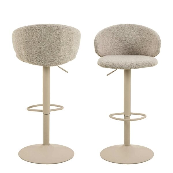 Wyld Haus Set of 2 Valley Beige Boucl? Fabric Swivel Bar Stools