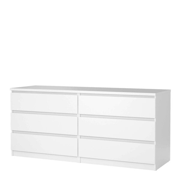 Wyld Haus Budapest White Wooden Wide Chest 6 Drawers