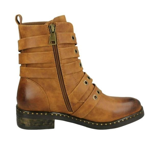 Spot On Ladies Spot On Biker Boots With Buckle Detail F4410