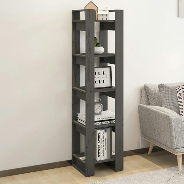 Berkfield Book Cabinet/Room Divider Grey 41x35x160 cm Solid Wood Pine