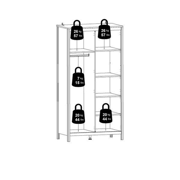 Wyld Haus Gossmere Matt Black Wardrobe 2 Doors