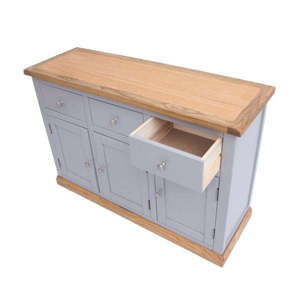 Cabinet Bits Biccari Grey 3 Drawer 3 Door Sideboard Chrome Knob