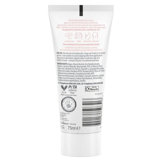 Dove Whole Body Odour Protection Deodorant Cream Raspberry & Rose, 75ml