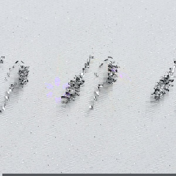 Diamante earrings floral earrings purple silver clips