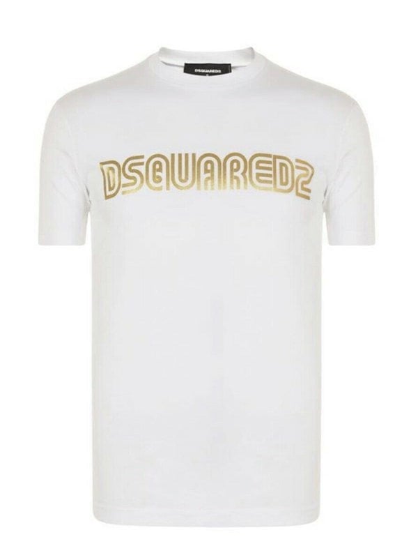 Dsquared2 Gold Bold Logo White T-Shirt