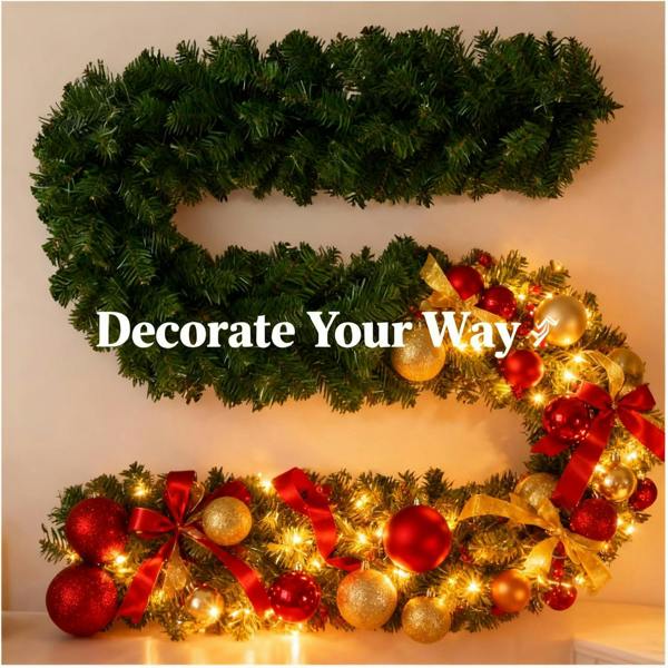 2m Green Alaskan Pine Plain Christmas Garland for Indoor and Sheltered Outdoor Display image 6