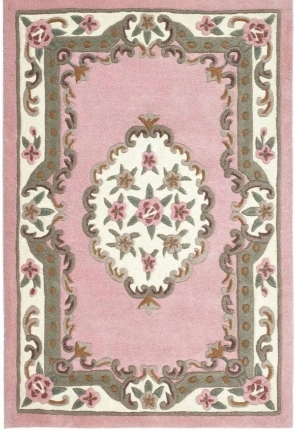 Shensi Pink Medallion Rug | Traditional Hand-Tufted Wool Rug