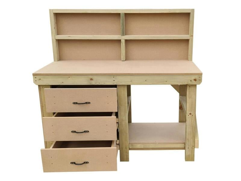 Arbor Garden Solutions Wooden MDF top tool cabinet workbench with storage shelf (V.7) with back panel