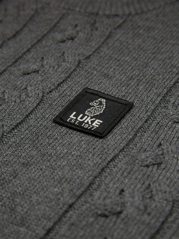 Luke 1977 Mitcham Cable Knit Jumper - Charcoal