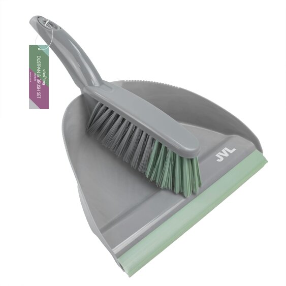JVL Dust Pan And Brush Set - Grey
