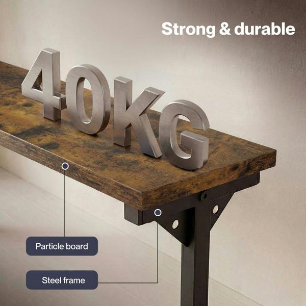 Levede Console Table Narrow Adjustable with Power Outlet for Hallway Brown