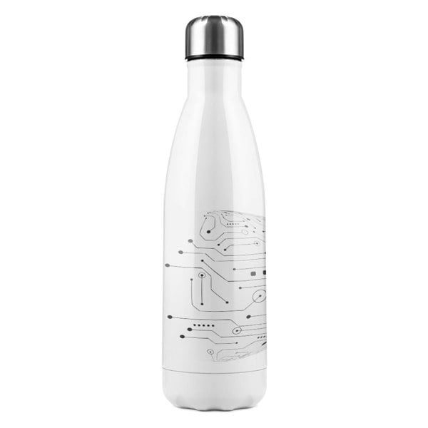 Benjamin Tate Design Abstract Line Pattern With School Supplies Stainless Steel Bottle