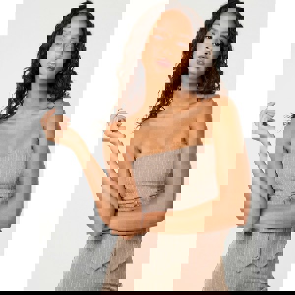 Pink Vanilla Bustier Pinstripe Button Top