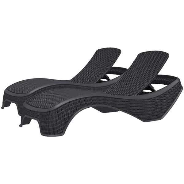 Centurion Supports MALDIVES Black Outdoor High-End PU Rattan Adjustable Sun Lounger Pair